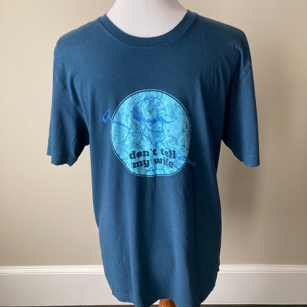 Travis Mathew Don’t tell my wife” gold tee shirt